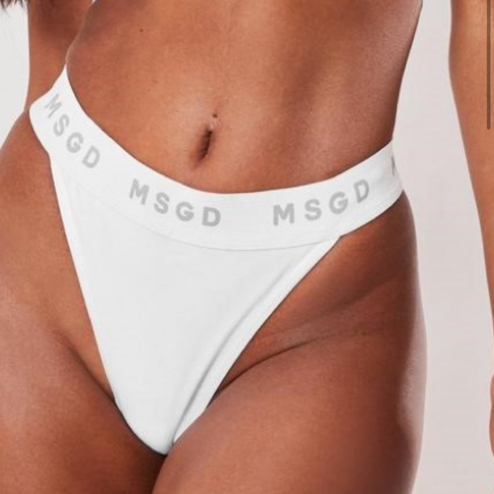 White high waisted taped thong